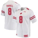 Men's Wisconsin Badgers NCAA #8 Deron Harrell White Authentic Under Armour Stitched College Football Jersey ZN31N70LD